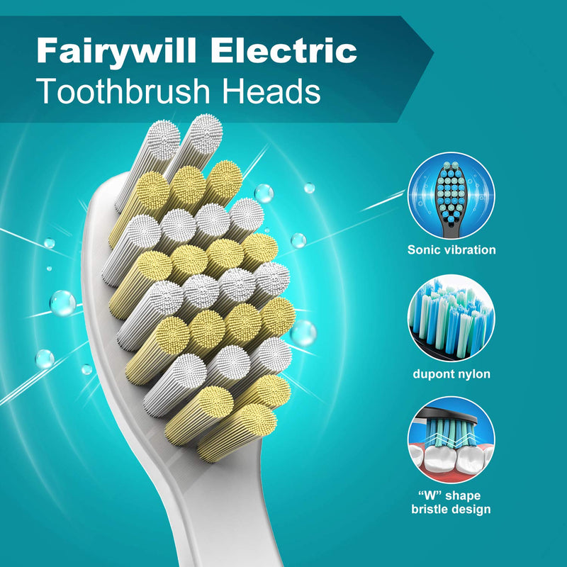 Fairywill Hard Electric Toothbrush Brush Head x 4, FW-05
