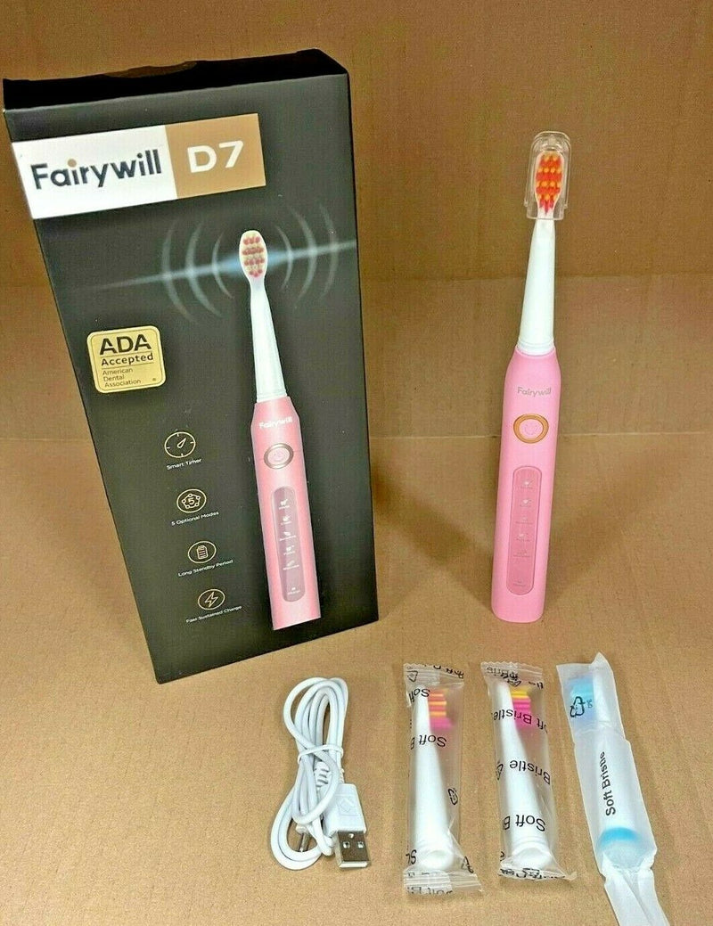 Whitening Sonic Electric Toothbrush Rechargeable,Waterproof, 4 Heads,5 Modes
