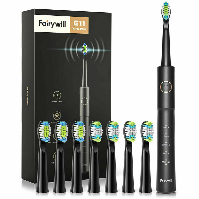 Whitening Sonic Electric Toothbrush Rechargeable,Waterproof, 8 Heads,5 Modes