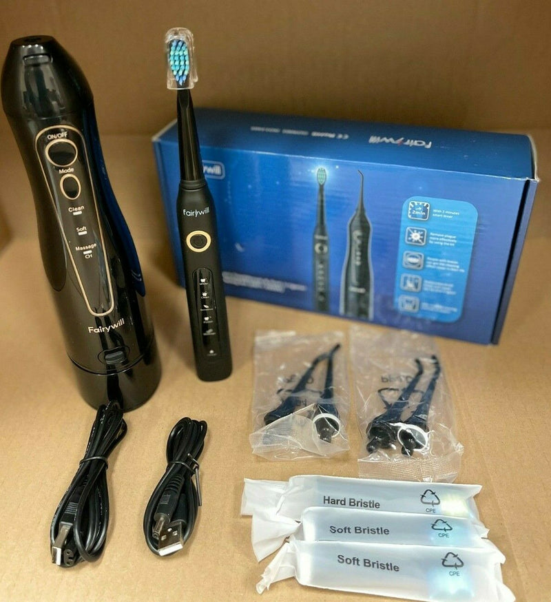 Fairywill Cordless Water Flosser & 5 Modes Whitening Sonic Toothbrush Set