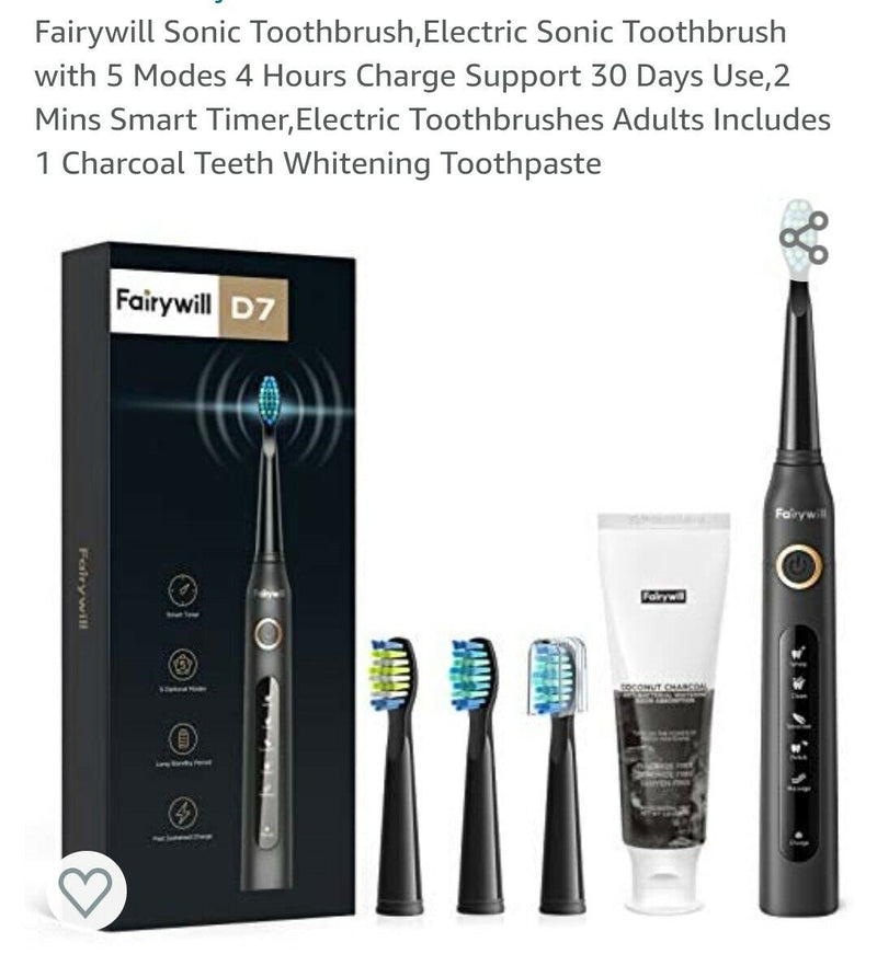 Fairywill Sonic Toothbrush,Electric Sonic Toothbrush with 5 Modes 4 Hours Charge