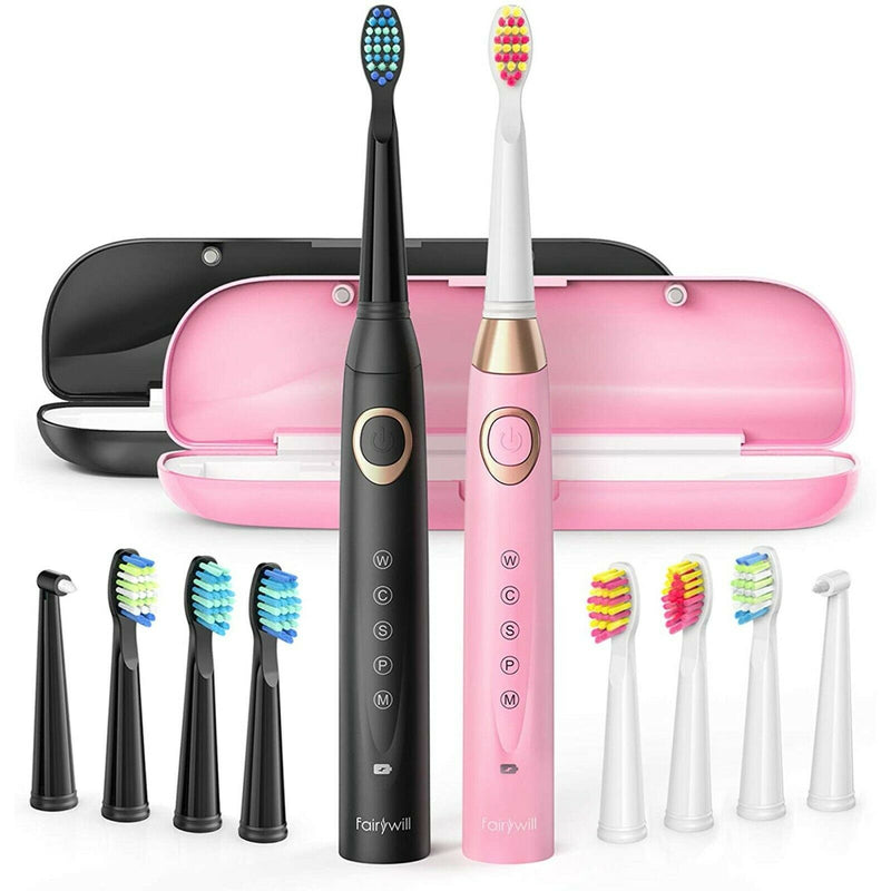 Fairywill Ultrasonic Electric Toothbrush with 5 Modes Dual Pack Sonic
